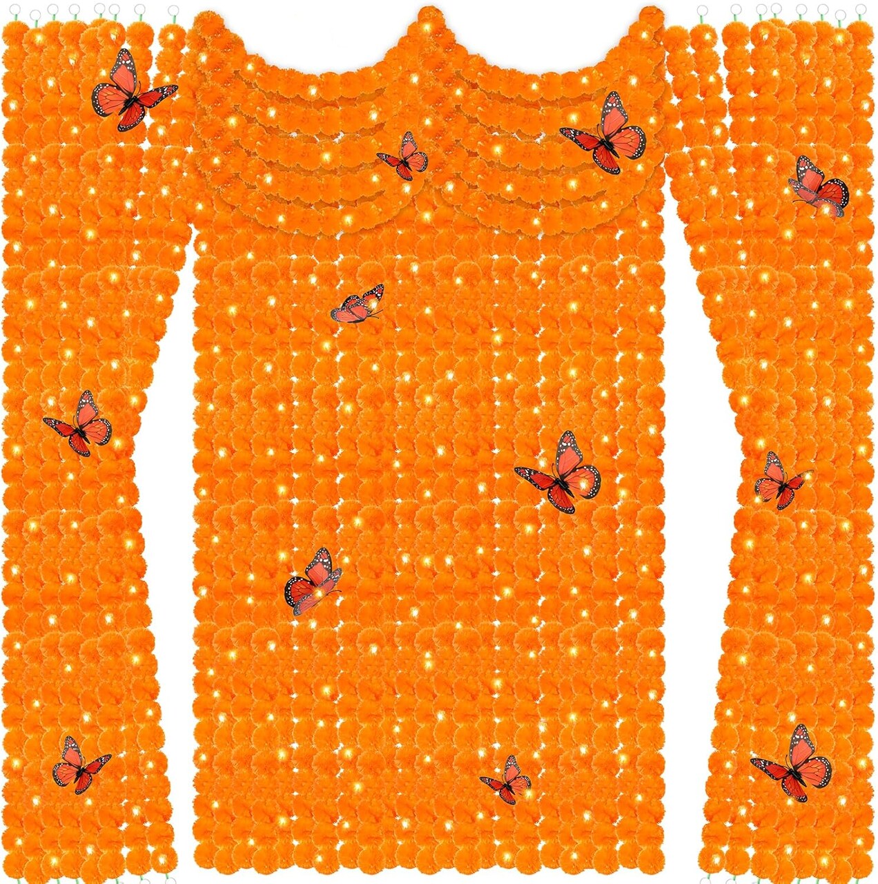 5ft Marigold Garland Long Strands Orange Artificial Marigold Flowers Garland